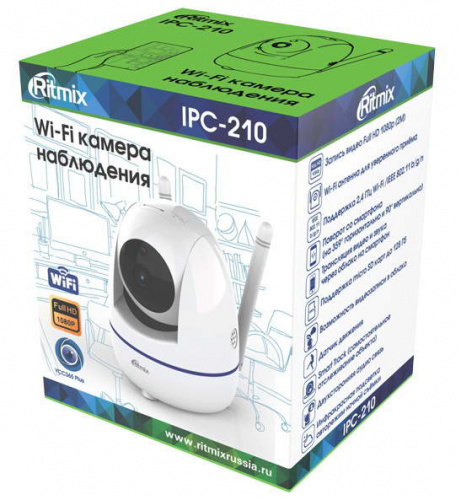 RITMIX IPC-210 Wi-Fi камера наблюдения IPC-210, запись видео в разрешении Full HD 1080p 2Мр, трансляция видео и звука по Wi-Fi через облако на смартфо фото 5