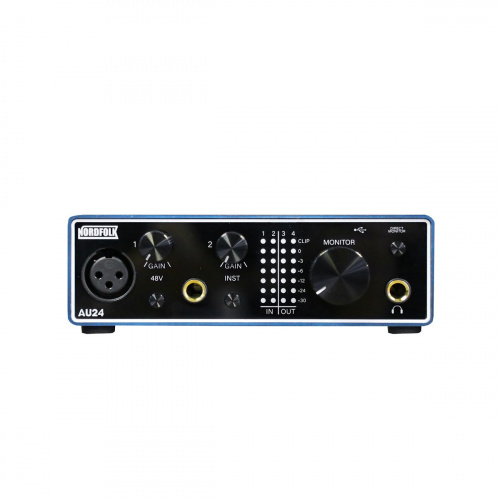 NordFolk AU24 аудиоинтерфейс USB, 1 микр, 1 лин вход, USB Type C, 24bit 192kHz фото 2