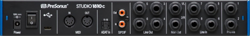 PreSonus Studio 1810C аудио/MIDI интерфейс, USB-C 2.0, 18вх/8 вых каналов, предусилители XMAX, до 24 бита/192кГц, MIDI I/O, S/PDIF I/O, ADAT In, 2 вых фото 5