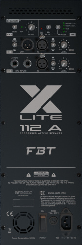 FBT X-LITE 112A активная двухполосная би-амп акуст.система, НЧ 1200Вт + ВЧ 300 Вт, 50Гц 20кГц, фото 3