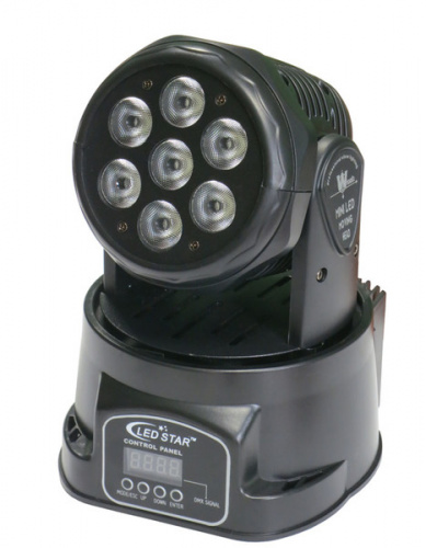Led Star MA1803 Прожектор с движущимся корпусом Wash, 7*18Вт, RGBWA+UV, 10/15 каналов DMX512