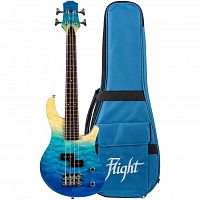FLIGHT Mini Bass TBL электроукулеле бас, цвет transparent blue, чехол в комплекте