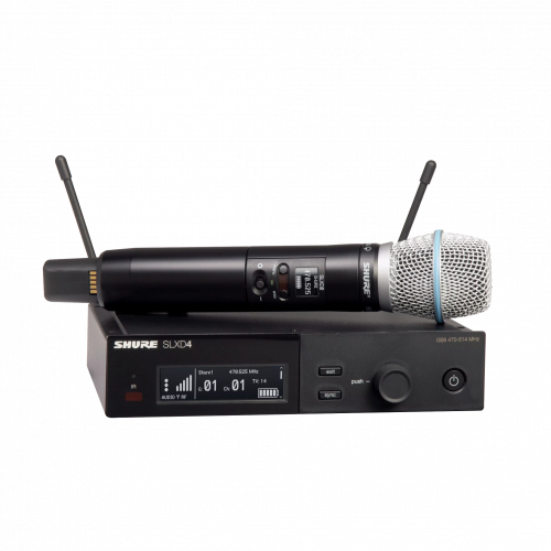 SHURE SLXD24E/B87A H56 цифровая радиосистема с ручным микрофоном Beta 87A, конденсаторным суперкардиоидным, 470-638 МГц (рабочий диапазон 518-562 МГц)