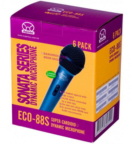 Superlux ECO88S 6 pack комплект из 6 микрофонов, вокальных динамических суперкардиоидных фото 4