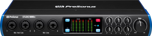 PreSonus Studio 1810C аудио/MIDI интерфейс, USB-C 2.0, 18вх/8 вых каналов, предусилители XMAX, до 24 бита/192кГц, MIDI I/O, S/PDIF I/O, ADAT In, 2 вых фото 2