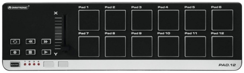 OMNITRONIC PAD-12 MIDI Controller Портативный USB-MIDI-контроллер. Клавиатура: чувствительные к ско фото 2