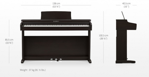 KAWAI KDP120R цифров пианино, механика Responsive Hammer Compact II,нтерфейсы подключения Bluetoot фото 3
