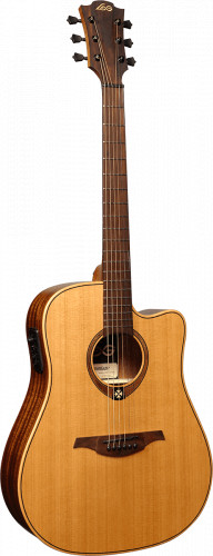 LAG T-170D CE Электро-акустическая гитара, Дредноут с вырезом и пьезодатчиком, цвет натуральный фото 10