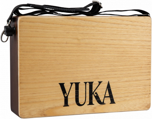 YUKA LT-CAJ2-WT тревел-кахон, съемный подструнник, басспорт, тапа белый тик, корпус орех, ремень фото 9