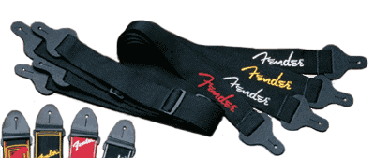 FENDER BLACK STRAP/WHITE LOGO ремень для гитары, черный цвет, белый логотип
