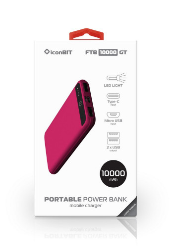 iconBIT FTB10000GT (purple) Внешний аккумулятор (Power Bank) для зарядки мобильных устройств с функц фото 3