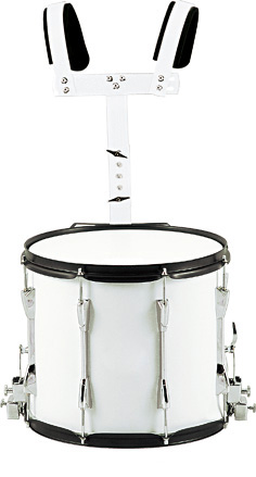 AP Percussion MP-1412 Маршевый барабан малый 14"х12" белый, черная фурнитура с держателем, палочки