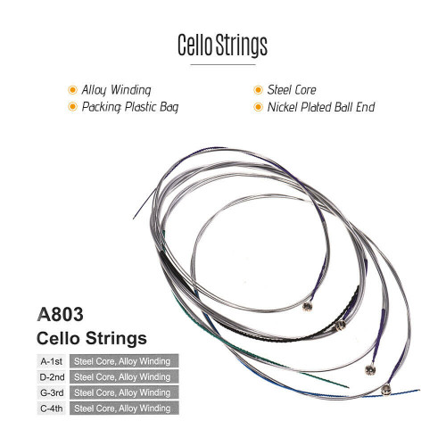ALICE A803 Струны для виолончели. Основа струн сталь, обмотка выполнена из сплава никеля. фото 2