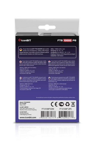 iconBIT FTB10000PB Внешний аккумулятор (Power Bank) для зарядки мобильных устройств Micro USB вход фото 6
