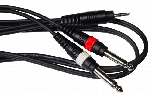STANDS & CABLES YC-001-1.8 Инструментальный кабель 1.8 м. Разъемы: Jack 3,5мм. стерео 2xJack 6,3 м фото 2