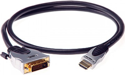 KLOTZ HA-DV-G05 видеокабель с позолоченными контактами DVI и HDMI, AWG28, чёрный, 5 метров