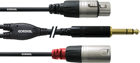 Cordial CFY 3 VFM кабель Y-адаптер джек стерео 6,3 мм/XLR M+XLR F, 3,0 м, черный