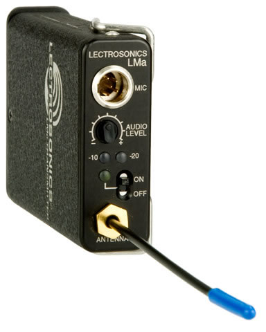 Lectrosonics LMa-19 (486 - 511МГц) поясной передатчик. Встроенная антенна. Питание "Крона". Входной разъём 5-pin.