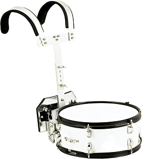 AP Percussion MP-1455 Маршевый барабан малый 14"х5,5" белый, черная фурнитура с держателем, палочки