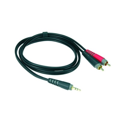 KLOTZ AY7-0600 инсертный кабель с пластиковыми разъёмами 2RCA x stereo mini jack, никелированные разъёмы, цвет чёрный, 6 м