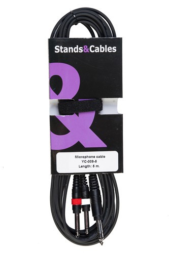 STANDS & CABLES YC-009-5 кабель распаянный Jack 6,3мм стерео 2xJack 6.3 мм. моно, длина 5 м.