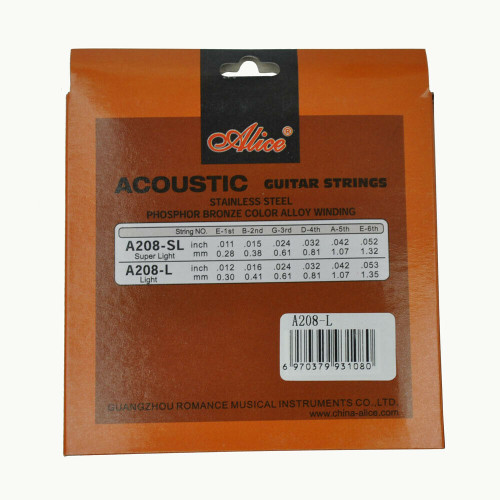 ALICE A208-SL струны для акустической гитары, фосфорная бронза, 11-52, натяжение: Super Light фото 2