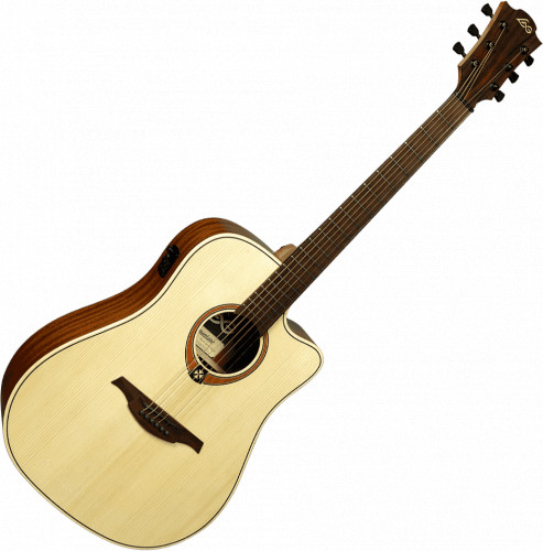 LAG T-70D CE Электро-акустическая гитара, Дредноут с вырезом и пьезодатчиком, цвет натуральный фото 9