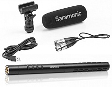 Saramonic SR-TM1 микрофон-пушка с кардиодной направленностью, аккумулятором, отсечкой НЧ 150 Гц.