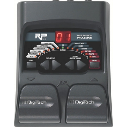 Digitech RP55 напольный процессор эффектов для гитары. Встроенная драм-машина. Эмуляция - 11 усилителей, 4 кабинета, 27 эффектов.