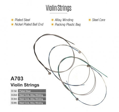 ALICE A703 Струны для скрипки 4/4 Основа: сталь, Обмотка: алюминиевый сплав фото 3