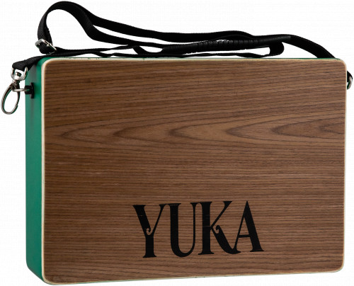 YUKA LT-CAJ1-RWGR тревел-кахон, фиксированный подструнник, тапа палисандр, корпус зеленый, ремень фото 12