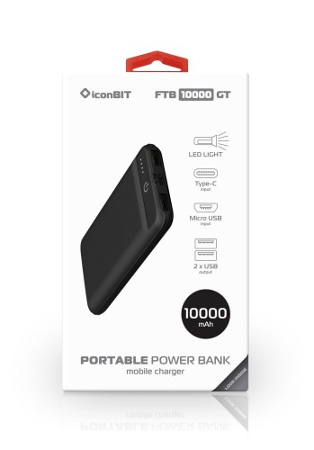 iconBIT FTB10000GT (black) Внешний аккумулятор (Power Bank) для зарядки мобильных устройств с функци фото 3