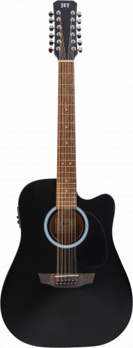 JET JDEC-255/12 BKS 12-струнная электроакустическая гитара с вырезом, цвет черный фото 6