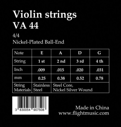 FLIGHT VA44 струны для скрипки 4/4, обмотка никель фото 2