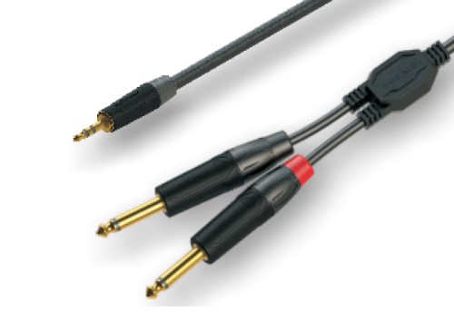 ROXTONE GPTC100/3 Аудио-кабель, 5,5mm (2x022mm2), 3,5mm stereo Jack -2x6,3mm mono Jack, 3м