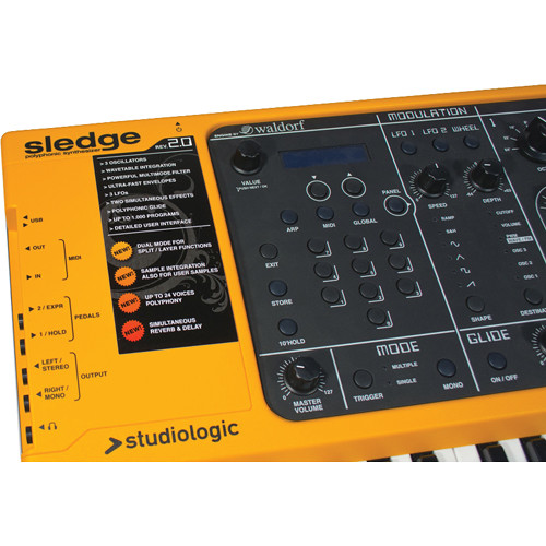 Studiologic Sledge 2.0 Цифровой синтезатор, 61-нотная клавиатура, невзвешенная с послекасанием механика Fatar TP/9S, полифония 2 фото 5
