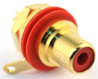 Neutrik Rean NYS367-2 панельный разъем RCA, красный изолятор, золоченые контакты