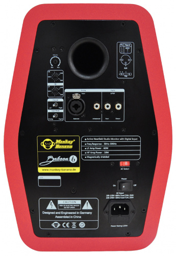 Monkey Banana Baboon6 red Студийный монитор 6,2', ленточный твиттер, диффузор: кевлар, LF 60W, HF 30W, балансный вход XRL/Jack, фото 3