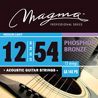 Magma Strings GA140PB12 Струны для 12-струнной акустической гитары 12-54, Серия: Phosphor Bronze, Калибр: 12-16-24-34-44-54, Обмотка: круглая, фосфори