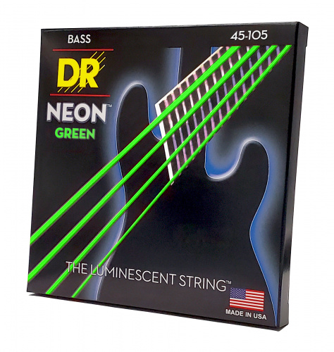 DR NGB-45 HI-DEF NEON струны для 4-струнной бас гитары с люминесцентным покрытием зелёные 45 1 фото 2