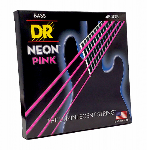 DR NPB-45 HI-DEF NEON струны для 4-струнной бас гитары с люминисцентным покрытием розовые 45 1 фото 2