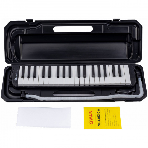 SWAN SW37J-3-BK мелодика духовая клавишная 37 клавиш, цвет черный, пластиковый кейс фото 2