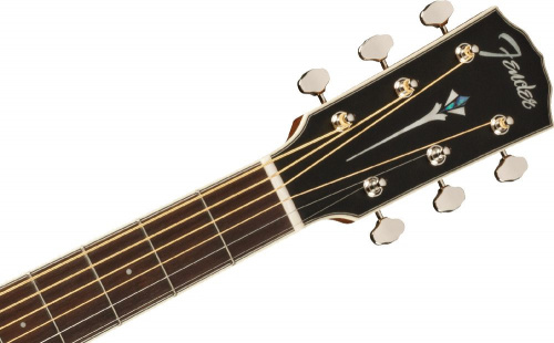 FENDER PM-1E DREAD MAH, BLK TOP электроакустическая гитара, цвет черный, кейс в комплекте фото 4