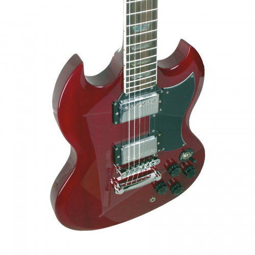 REDHILL SGX200/TR эл.гитара, SG, H+H, 2V/2T/3P, махагон, цвет прозрачный красный фото 4