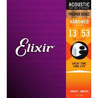 Elixir 16182 NanoWeb струны для акустической гитары HD Light 13-53, фосфор/бронза