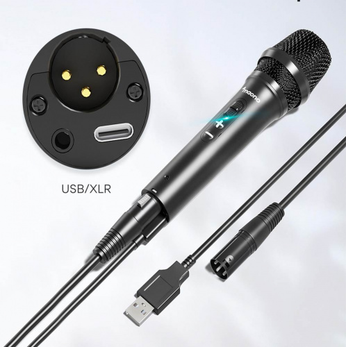 Maono AU-HD300S USB/XLR-микрофон динамический кардиоидный с кнопкой включения и регулировкой громкости мониторного выхода на наушники. Пантограф, держ фото 2