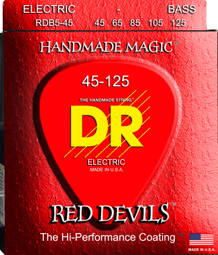 DR RDB5-45 RED DEVILS струны для 5-струнной бас гитары с покрытием красные 45 125