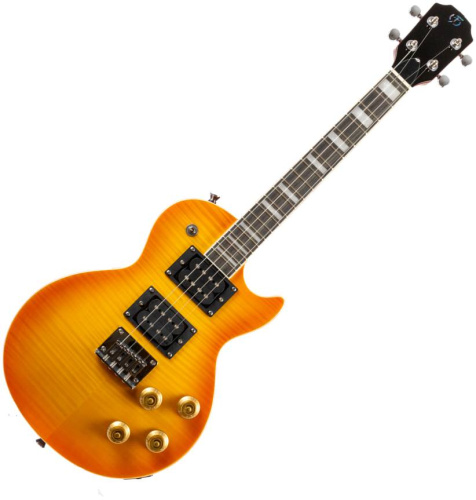 FLIGHT Centurion Tenor VB электроукулеле, Les Paul, тенор, цвет Vintage Burst, чехол фото 11