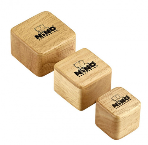MEINL NINO507 набор из 3 деревянных шейкеров разного размера в форме квадратов. Материал: Бразильская Гевея. Цвет: натуральный.