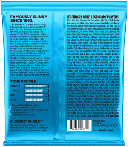 Ernie Ball 2835 струны для бас-гитары Nickel Wound Bass Extra Slinky (40-60-70-95) фото 2